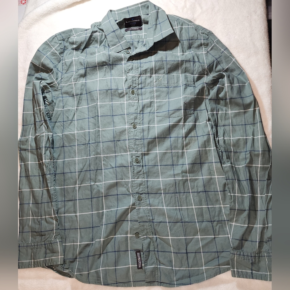 Blackberry long sleeve button down mens size large green